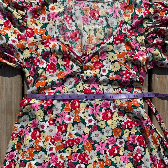 Vintage 80s Babydoll Floral Puff Sleeve Ruffle Prairie Cottagecore Maxi Dress - Picture 14 of 16